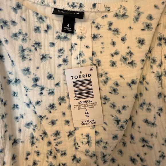 Smocked Button Down Midi Dress Torrid NWT - Picture 7 of 12